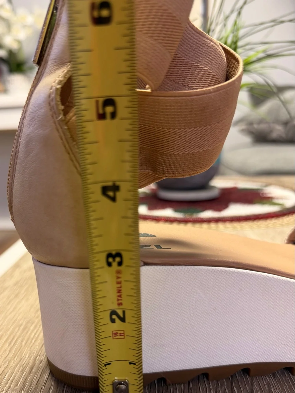SOREL Cameron Tan Leather Flatform Wedge Ankle Strap Sandals Size 9.5